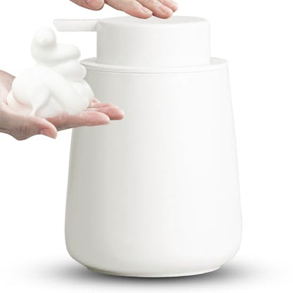 Ceramic Foaming Soap Dispenser, 12 Oz Foam Hand Soap Dispenser for Bathroom, Face Wash Dispenser Bottle with Foaming Pump, Refillable Lotion Dish Soap Foam Dispenser for Kitchen, Matte White - color: White