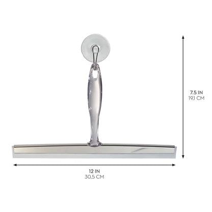 iDesign Bathroom Shower Squeegee, Set of 2, Clear/Stainless Steel | Wall Hook Included - color: Clear/Stainless, style: Pack of 2