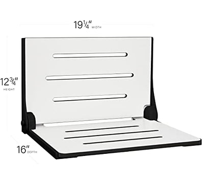 Seachrome SHAF-185155-PWS-S-MB Shower Bench Seat, White - color: White Seat With Matte Black Frame