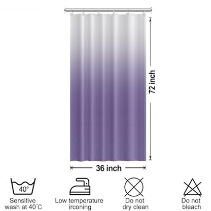 Ombre Lavender Stall RV Shower Curtain with Hooks 36x72inches | Machine Washable Waterproof, Modern Solid Boho Gradient, Bathroom Dorm Hotel Room Divider, Easy to Install, Window Curtain - color: Lavender, size: 36"W x 72"L (Pack of 1)