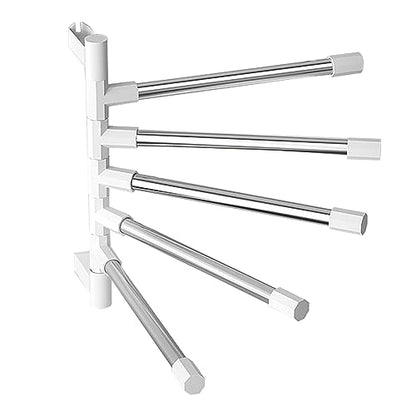 Swivel Towel Rail, 2PCS Folding Towel Holder 5-Arm Towel Rack Wall Mounted Stainless steel Towel Hanger Towel Storage Rack Towel Rails for Bathroom Toilet Kitchen