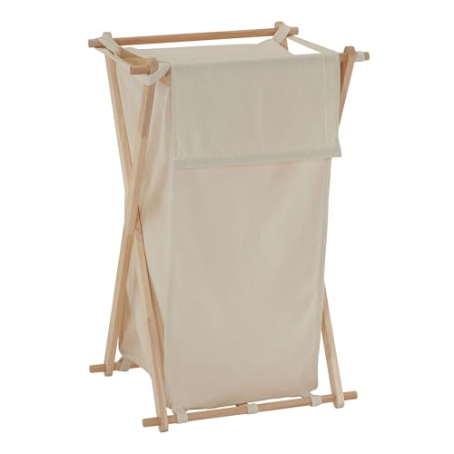 Household Essentials 6785-1 Collapsible Wood X-Frame Laundry Hamper with Fold Over Lid - color: Natural, style: Hamper