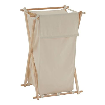 Household Essentials 6785-1 Collapsible Wood X-Frame Laundry Hamper with Fold Over Lid - color: Natural, style: Hamper