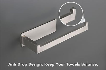 Hand Towel Holder, Strong Self Adhesive Hand Towel Ring, Thicken SUS304 Stainless Steel Hand Towel Bar/Rack, No Drilling Modern Hand Towel Hanger (Brushed Nickel, 2 Pack 9 in) - color: Brushed Nickel, size: 2 Pack 9 In