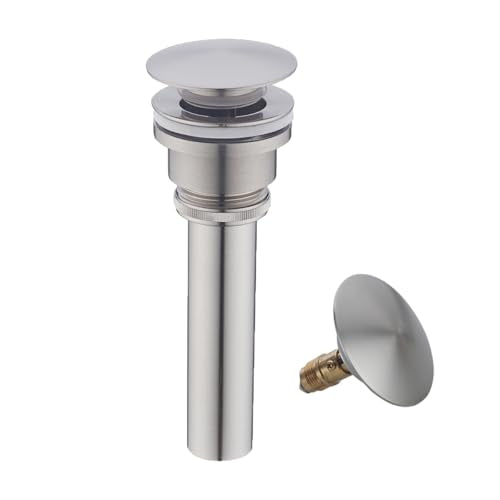 Bathroom Sink Drain With Overflow and Without Overflow Vessel Sink Lavatory Vanity Dual Use Pop Up Drain Stopper,All Metal Rustproof Brass and 304 Stainless Steel,Brushed Nickel - color: Brushed Nickel