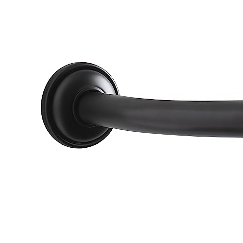 Bath Bliss Curved Shower Rod | Adjustable 42"-72" Inch | Bathroom Shower Curtain and Liner Rod | 33% More Space | Wall Mounted | Easy Installation | Matte Black - color: Matte Black