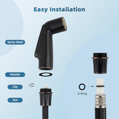 Hygie Rinse Universal Fit Kitchen Sink Spray Attachment, Oil Rubbed Bronze | NSF/ANSI/CAN 372 Certified, Kitchen Sink Side Sprayer Head Compatible with Delta, Moen, Kohler and OEM Brands Spray Head - color: Oil Rubbed Bronze, style: Nozzle Head Only