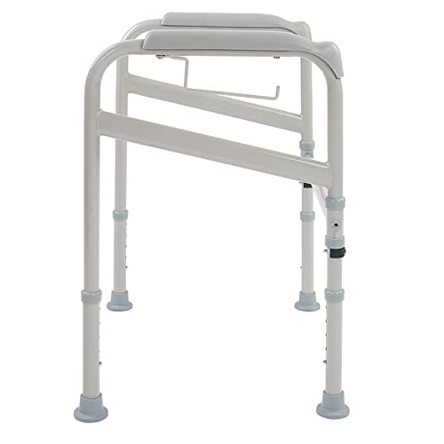 Adjustable Safety Hand Rail Bathroom Toilet Support Frame with Waterfall Armrests for Seniors Handicap Disabled Elderly
