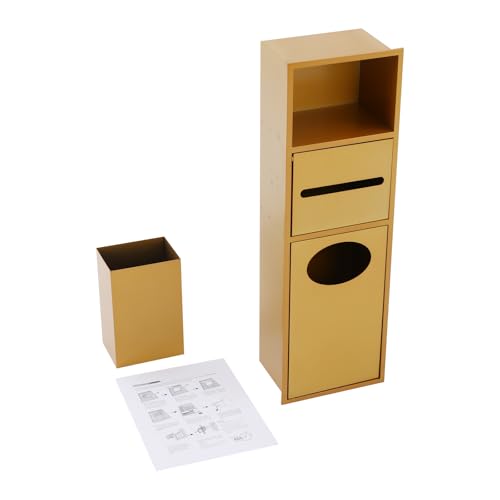 Stainless Steel Shower Niche, 7.9" X 5.3" X 24.8" Recessed Shower Storage Cabinet, 44.09 Lbs Load-Bearing Capacity Wall-Mounted Tissue Paper Roll Rack Dispenser with Trash Can (Gold) - color: Gold