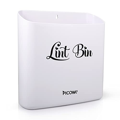 Picowe Magnetic Laundry Storage, Large Lint Holder Bin for Laundry Room, Space-Saving Trash Container Hanging on Dryer, Washer or Wall Mount (Gray White) - size: L Design - White