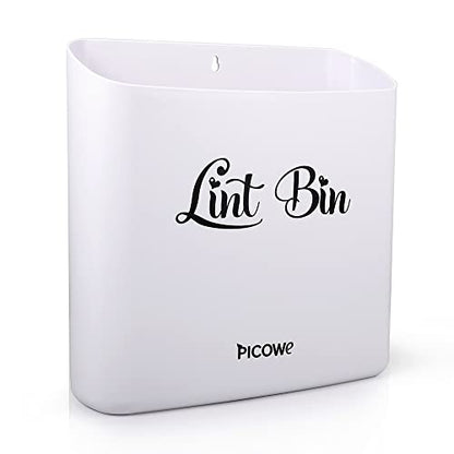 Picowe Magnetic Laundry Storage, Large Lint Holder Bin for Laundry Room, Space-Saving Trash Container Hanging on Dryer, Washer or Wall Mount (Gray White) - size: L Design - White
