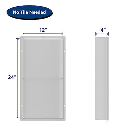 Qeke Stainless Steel Shower Niche 12" X 24" w/Double Shelves, Brushed Nickel - color: Brushed Nickel, size: 12"W X 24"H