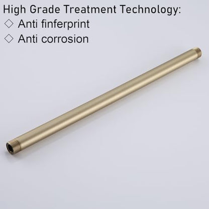 RANDOM Shower Arm with Flange,Gold 16 Inches Ceiling Mount Shower Head Extension Arm Straight Arm Ceiling-Mounted For Fixed Shower Head,Brushed Gold.RD91038-16BG - color: 16″ Brushed Gold(Round Flange)