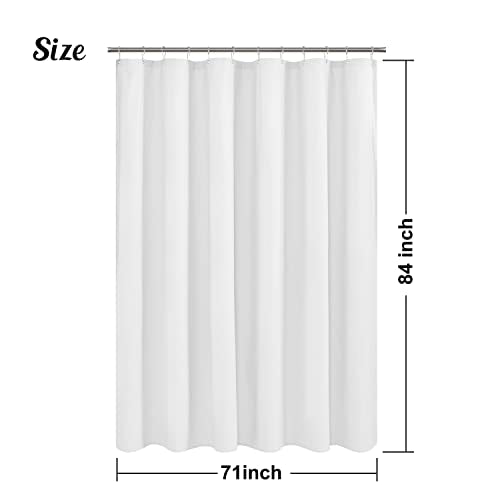 Embossed Microfiber Shower Curtain Liner 71 x 84, White | Extra Long, Machine Washable, Bottom Magnets, Water Repellent, 71x84 inches Soft Fabric Shower Curtain for Bathroom - color: White, size: 71"W x 84"L (Pack of 1)