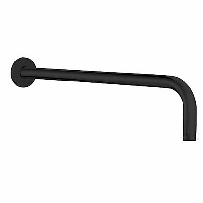 Voolan Shower Arm with Flange and Teflon Tape, Extension Shower Head Arm for Bathroom Fixed Shower Head, Solid Stainless Steel, Wall Mounted (15 Inch,Black) - color: Black, style: 15 Inch