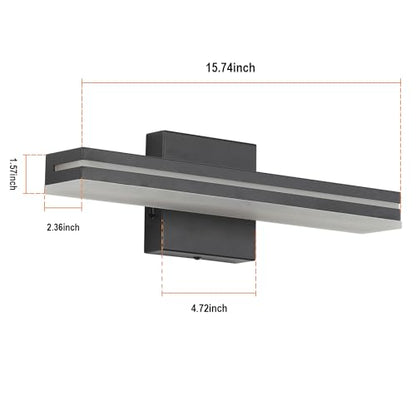 SineRise LED Modern Bathroom Vanity Light Fixtures (16-Inch, 3000K/4000K/6000K, Dimmable), Matte Black Modern Acrylic Bathroom Wall Lighting Fixtures Over Mirror - color: Matte Black, size: 16-Inch