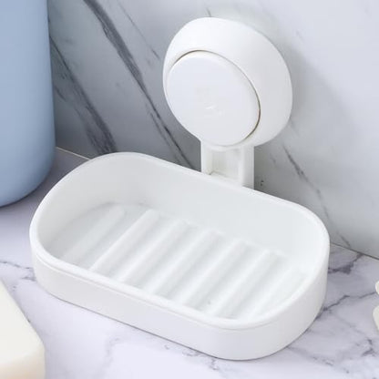 BESPORTBLE Self-draining Double Soap Dish with Strong Suction Cup for Shower Wall Mount Multi-Functional Soap Holder Tray with Efficient Water Drainage Easy Install Bathroom Organizer