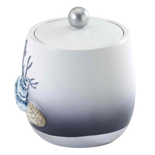 Avanti Linens – Bathroom Accessory, Resin Countertop Accessories, Oceanscape Inspired Bathroom Decor (Blue Lagoon Collection) - size: Covered Jar