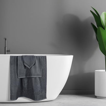 Ultra Soft 3 Pack Cotton Towel Set, Contains a Bath Towels 28x55 inch, a Hand Towels 16x24 inch & a Wash Cloths 12x12 inch, Ideal Everyday use, Compact & Lightweight - Charcoal Grey - color: Charcoal Grey, size: 3 Pack Set