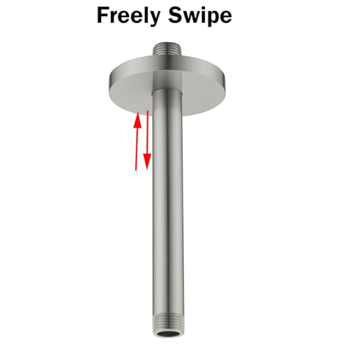 RANDOM Straight Shower Arm with Flange Brushed Nickel 8 Inches Ceiling Mount Shower Head Extension Arm Ceiling-Mounted For Fixed Shower Head.RD-91038-8BN - color: 8″ Brushed Nickel(Round Flange)