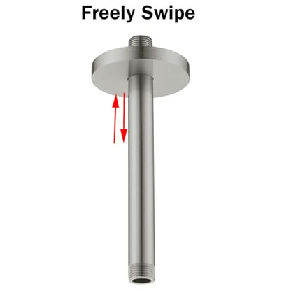 RANDOM Straight Shower Arm with Flange Brushed Nickel 8 Inches Ceiling Mount Shower Head Extension Arm Ceiling-Mounted For Fixed Shower Head.RD-91038-8BN - color: 8″ Brushed Nickel(Round Flange)