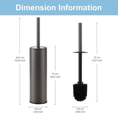 BGL Gunmetal Grey Toilet Brush and Holder,Stainless Steel Toilet Brushes for Bathroom with Holder - color: Gunmetal Grey