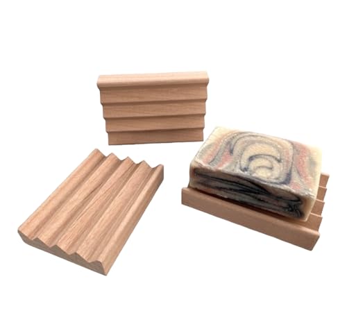 12-Pack American Red Alder Natural Wood Soap Dish, 100% Handcrafted in The USA, Bar Soap Holder for Kitchen or Bathroom