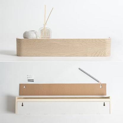 Kazai. Wall-Mounted Coat Rack 'Toke' - Modern Design Coat Rack with Hidden Wall Hooks - Solid Wood Veneer Panel Coat Hanger - Oak, White - color: Oak, White, size: 5 Hooks