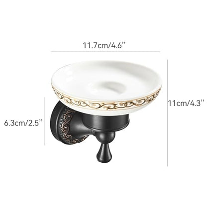 Oil Rubble Bronze Brass Bath Toilet Paper Holder with Shelf, Wall Mounted Black Bathroom Hardware Accessories, Pattern Carving Design - color: Soap Holder