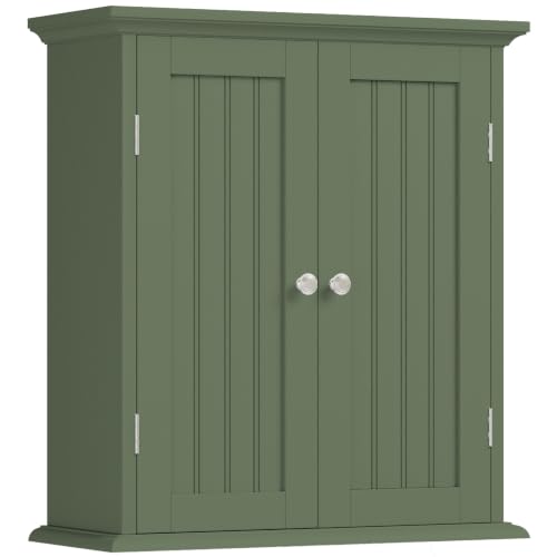 ChooChoo Bathroom Wall Cabinet with 2 Doors, Over The Toilet | 8.8"D x 21.1"W x 24"H, Medicine Cabinet, Adjustable Shelves, Cupboard, Green - color: Green, size: 8.8"D x 21.1"W x 24"H