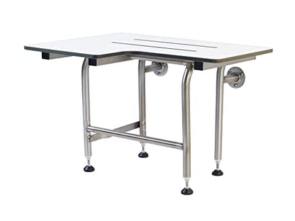 Resin Shower Seat with Legs, ADA Heavy Duty Shower Chair for Elderly & Disabled - 304 Stainless Steel - Folding, Wall Mounted - 28'x21' Right Hand - 600lbs Max Weight - size: 28" x 21" Right Hand