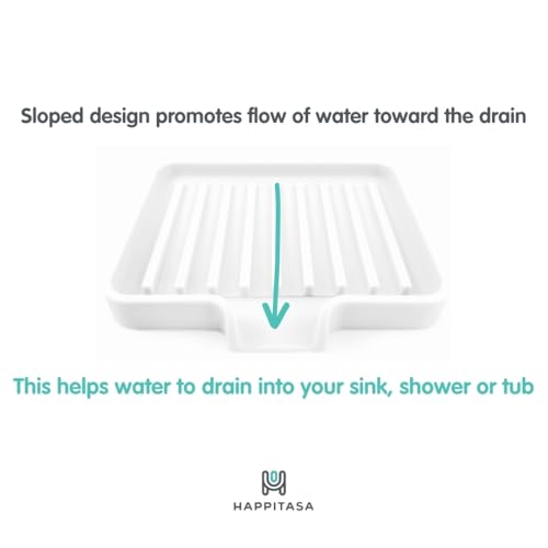 Silicone Soap Dish Tray and Sponge Holder with Drain Chute, Rectangular, Kitchen and Bathroom Sink Organizer (Light Grey, 5.2"x4" (Set of 2), 7.2 Ounces) - color: Light Grey, size: (SM) 5.2"x4" (2pcs)