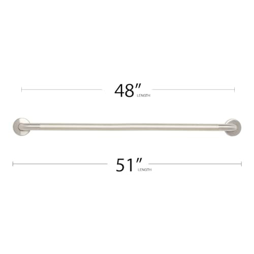 Seachrome 48" Wall Mount Grab Bar, 1 ¼" Diameter, Concealed Flanges, ADA Compliant, Peened with Satin Ends - size: 48 Inch