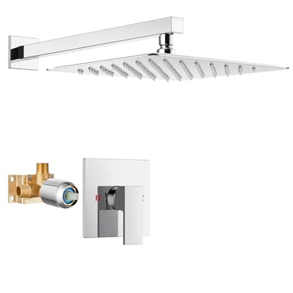Airuida Shower Faucet Set,12 Inch Shower Valve Kit,Chrome Polish | Male Threads,Rough-in Valve Shower Trim Kit,Single Handle Control Shower Set - color: Chrome Polish, size: 12 Inch