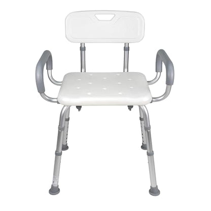 Vaunn Medical Deluxe Spa Shower Chair with Arms and Back, Bath Seat for Seniors, 450 lbs Max Weight, White with Light Gray Arms - style: Shower Chair with Arms