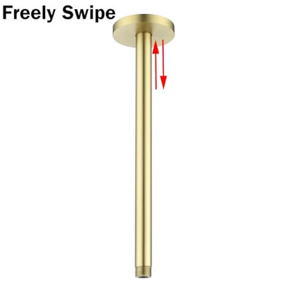 RANDOM Shower Arm with Flange,Gold 12 Inches Ceiling Mount Shower Head Extension Arm Straight Arm Ceiling-Mounted For Fixed Shower Head,Brushed Gold.RD91038-12BG - color: 12″ Brushed Gold(Round Flange)