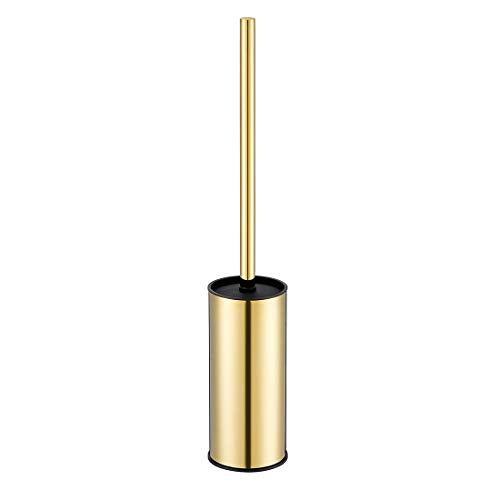 BGL Toilet Brush Holder Gold, Stainless Steel 304 Gold Round Freestanding Toilet Bowl Brush and Holder for Bathroom - color: Gold