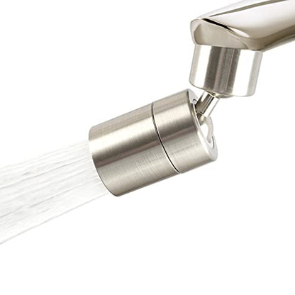 Hibbent Faucet Aerator, 360 Degree Kitchen Sink Faucet Aerator, Dual-function Swivel Big Angle Kitchen Faucet Attachment, Faucet Replacement Part, Brushed Nickel - color: Brushed Nickel, style: Dual Modes