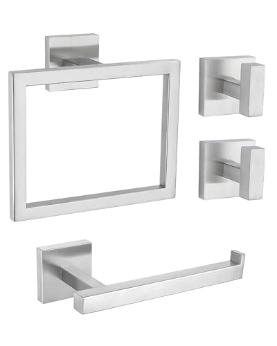 Brushed Nickel Bathroom Accessories, Toilet Paper Holder,Towel Ring & Hooks | Lairuier Bathroom Hardware Set, Toilet Paper Holder Set SUS304 Stainless Steel Bath Hand Towel Ring for Bathroom Wall Mounted - color: Brushed Nickel