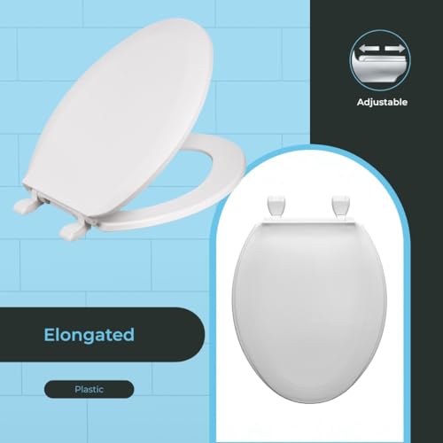 Centoco Elongated Toilet Seat, Economy, USA, DSAMAZ16-001, White | Closed Front, Cover, Plastic, Made in the USA - color: White, size: Elongated