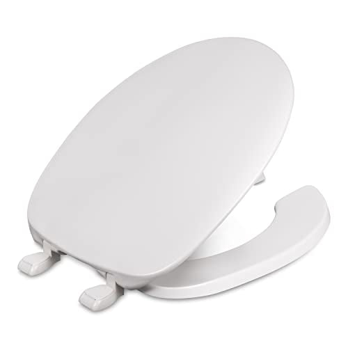 Centoco Round Toilet Seat, Residential/Light Commercial, 220-001 White | Plastic, Closed Front with Cover, Regular Duty Residential or Light Weight Commercial Use, Heavy Duty Hinge - color: White, size: Round, style: Open Front