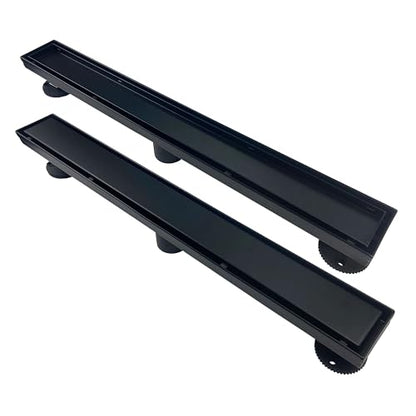 24 Inch Linear Shower Drain Black Floor Drain with Removable SUS304 Stainless Steel CUPC Certificate and 2-in-1 Tile Insert Grate Cover - color: Black, size: 24inch