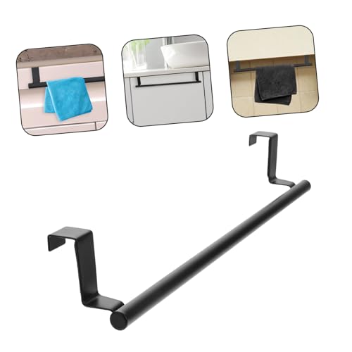 WOONEKY Stainless Steel Over Door Towel Rack Space-Saving Towel Holder for Bathroom and Kitchen and Stylish Cabinet Door Hanger for Multiple Finish