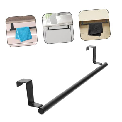 WOONEKY Stainless Steel Over Door Towel Rack Space-Saving Towel Holder for Bathroom and Kitchen and Stylish Cabinet Door Hanger for Multiple Finish
