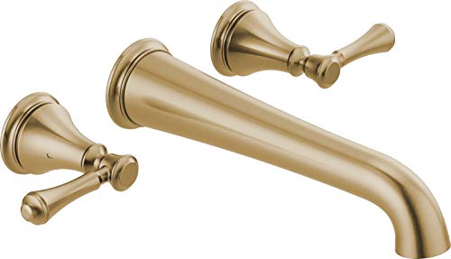 Delta Wall Mount Bathroom Faucet 3 Hole, Brushed Gold Bathroom Sink Faucet for Vanity, Champagne Bronze T5797-CZWL (Valve Not Included) - color: Champagne Bronze