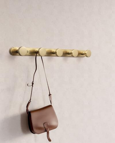 Goo-Ki 1 Pack Champagne Bronze Coat Rack Wall Mount Heavy Duty, Towel Rack Zinc Alloy Coat Hooks Wall Mounted for Hanging Bag Hat Clothe,6651UBR-H014-5 - color: Champagne Bronze, size: 5 Hooks
