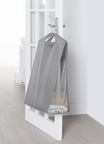 STORAGE MANIAC 2-Pack Hanging Laundry Hamper, Front See-Through Mesh Bag, Slim Basket, Double Hanging Closet Hamper, Narrow Organizer, Grey | Double Closet Laundry Bags, 10" x 16.5" x 31.5", Oxford Fabric, Slim Clothes Basket for Dorms, College & Small Sp