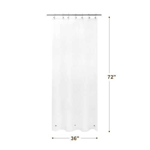 Barossa Design Frosted Stall Shower Curtain Liner with 3 Magnets 36 x 72 | 8G Heavy Duty PEVA, PVC Free, 7 Metal Grommets, Waterproof Plastic Shower Liner 36x72 inches for Small Bathroom Stall - color: 2a. Frost, size: 36"W x 72"L (Pack of 1)