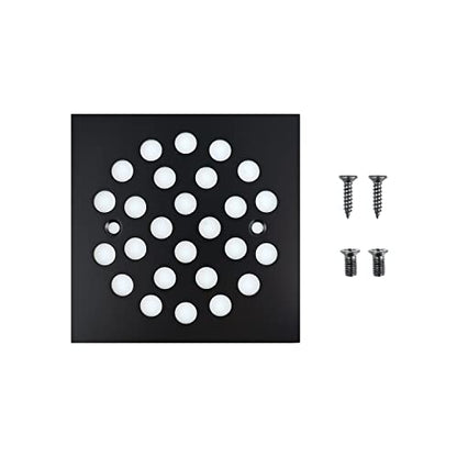 4-1/4 Inch Screw-in Square Floor Drain Cover Replacement Shower Grates with Screws (Black) - color: Black