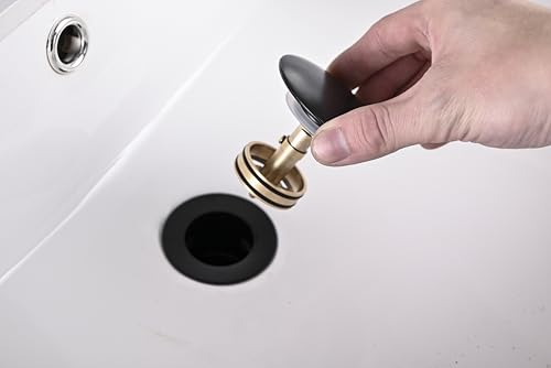 AVSIILE Matte Black Bathroom Sink Drain Without Overflow Vessel Sink Lavatory Vanity Pop Up Drain Stopper, All Metal Rustproof Brass and 304 Stainless Steel - color: Matte Black, style: Non-overflow